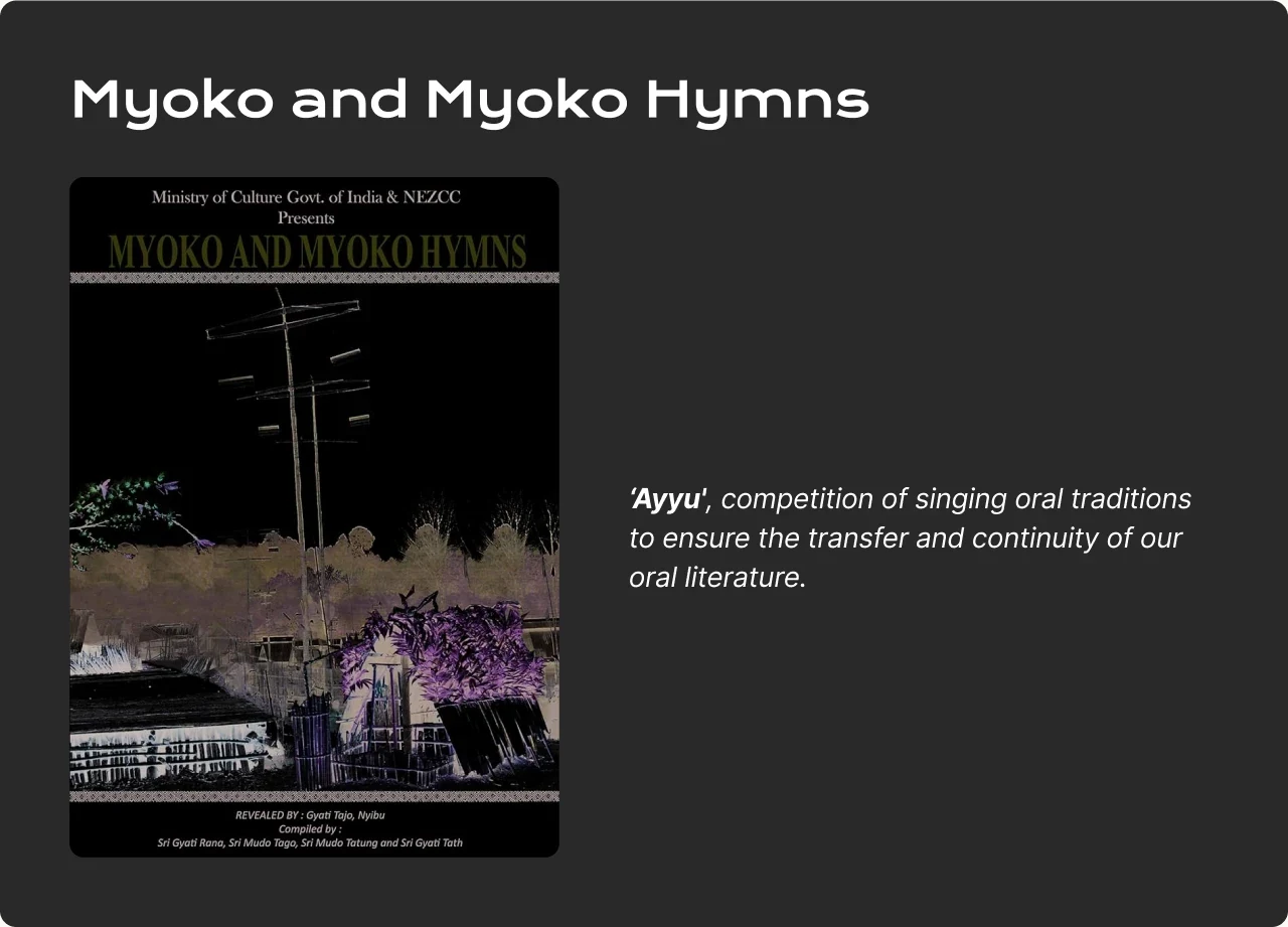 Cover of the book Myoko and Myoko Hymns, presented by the Ministry of Culture, Government of India, and NEZCC