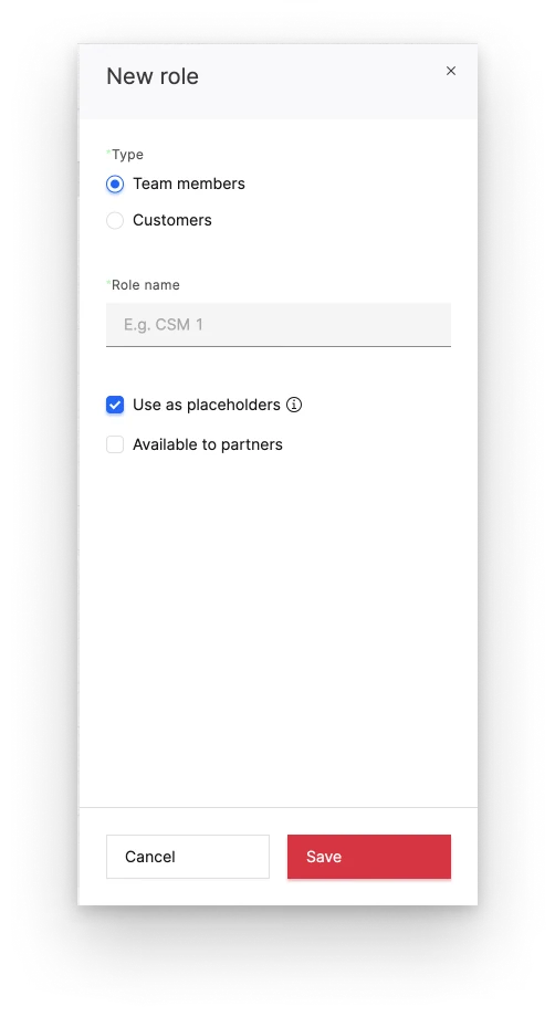 Role settings with an option to make a role available to partners